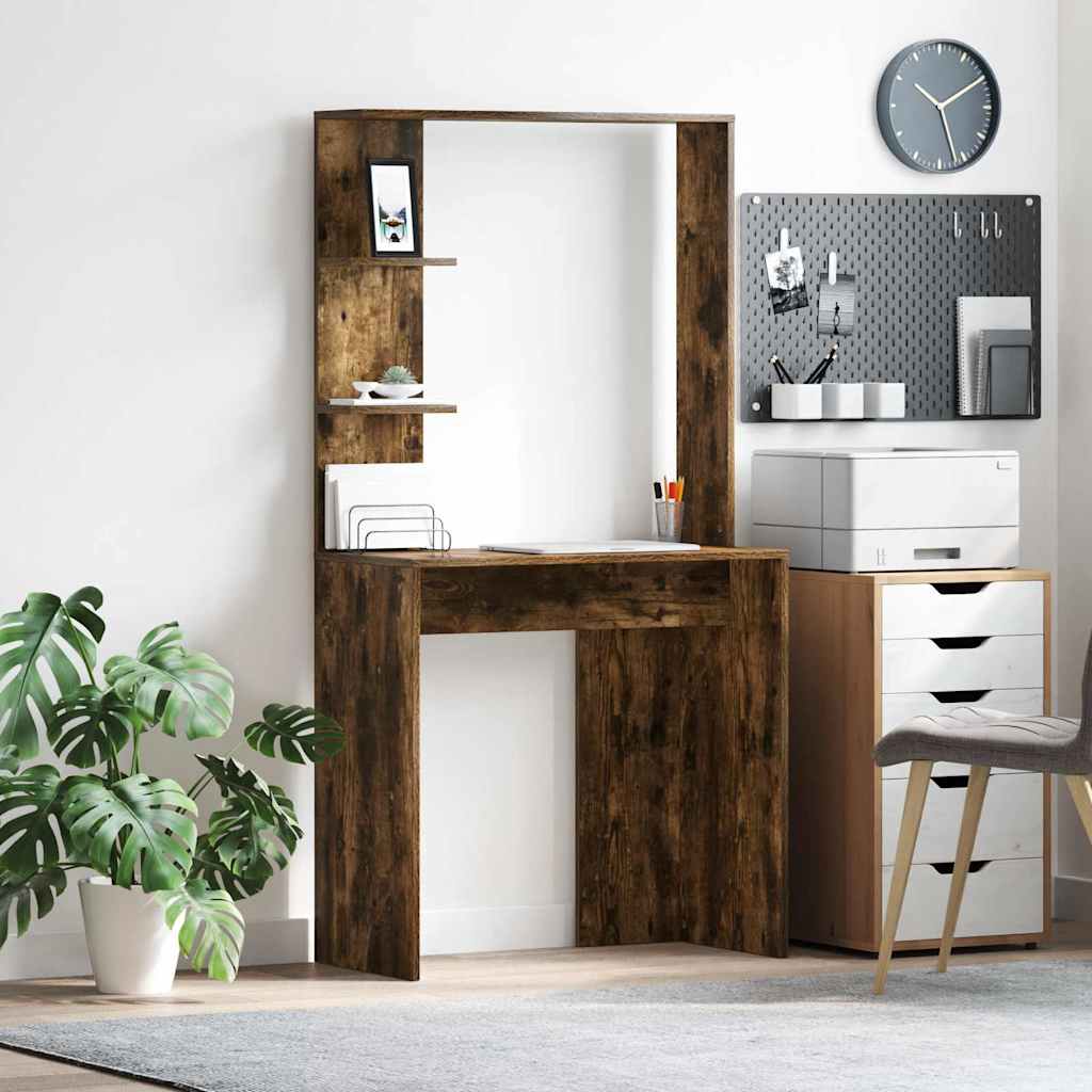 Bureau d'ordinateur en chêne fumé Chêne fumé Bois d'ingénierie