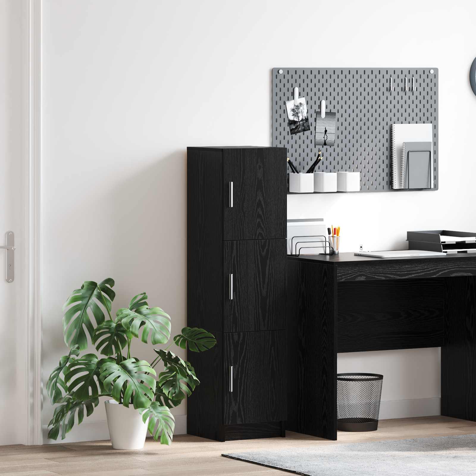 vidaXL Bufet Stejar Negru 31.5 x 32 x 122.5 cm