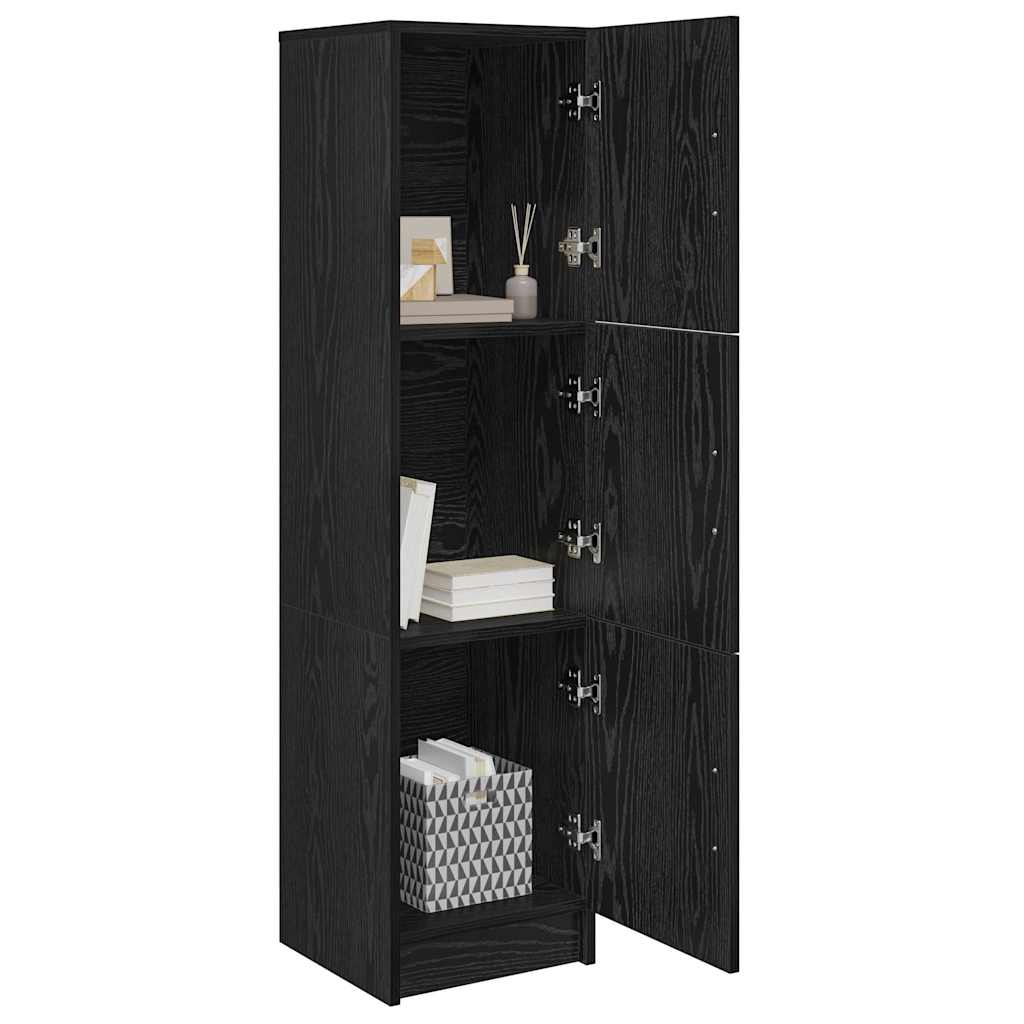 vidaXL Hoge Kast Zwart eiken 31.5 x 32 x 124 cm Bewerkt hout