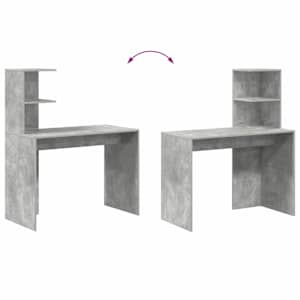 Stůl s policí Betonově šedá 102 x 50 x 124 cm kompozitní dřevo - obrázek 9