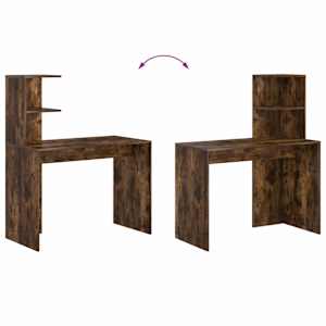 Stůl s policí Kouřový dub 102 x 50 x 124 cm kompozitní dřevo - obrázek 9