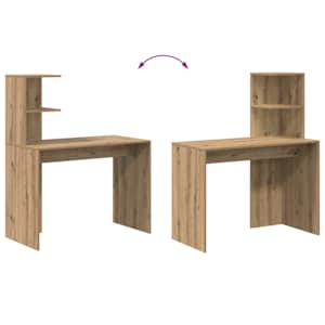 Stůl s policí Artisanový dub 102 x 50 x 124 cm kompozitní dřevo - obrázek 9