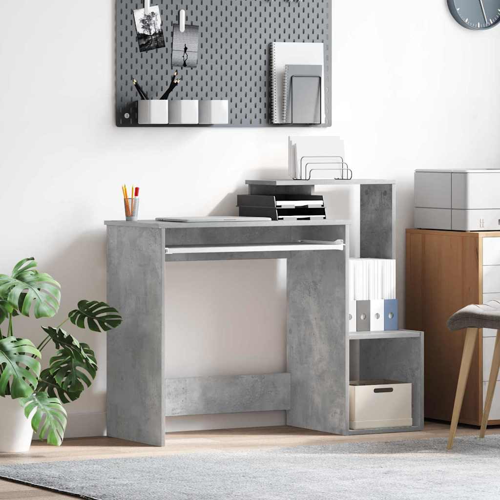 Bureau gris Effet béton Panneau de particules Moyen Rangement