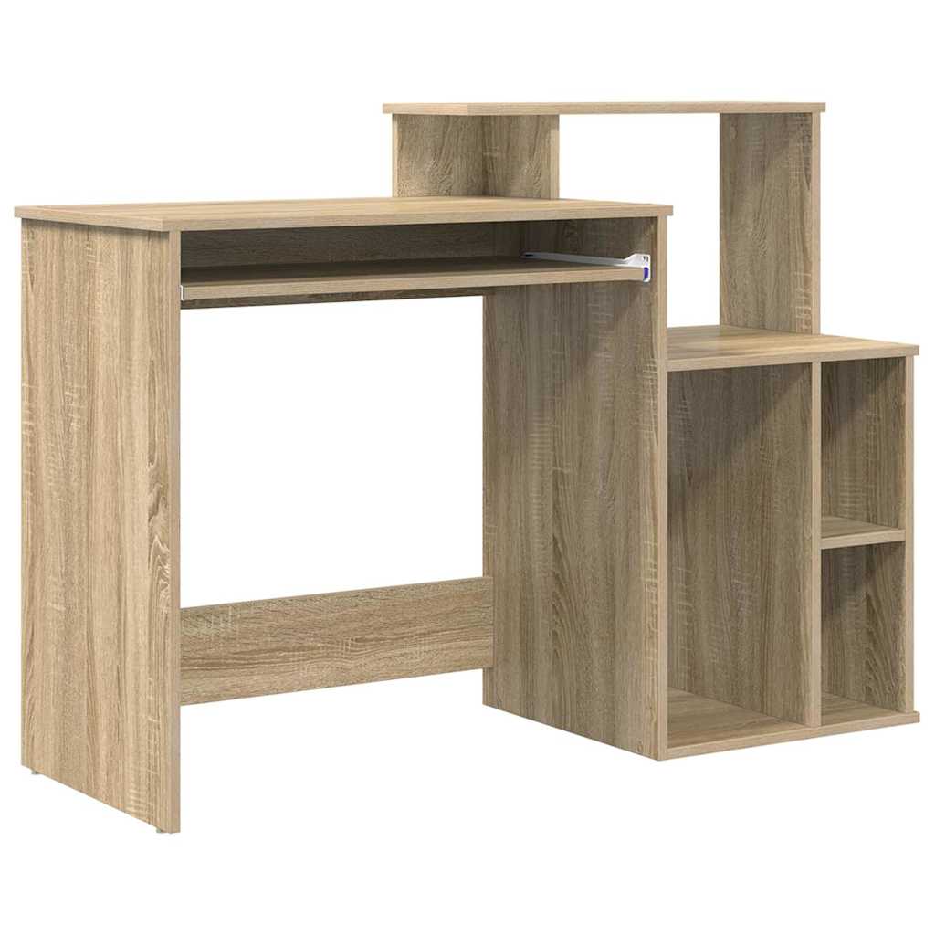 vidaXL Íróasztal Tárolóval Sonoma tölgy 120,5x44x88,5 cm Szerelt fa