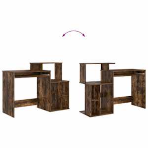 Stůl s policí Kouřový dub 120,5 x 44 x 88,5 cm kompozitní dřevo - obrázek 12