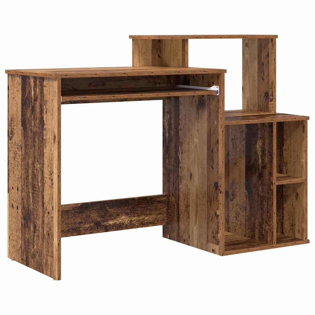 vidaXL Stôl so skladovaním s poličkou Staré drevo 120.5 x 44 x 88.5 cm