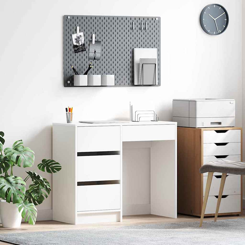 Bureau blanc d'écriture Blanc MDF Moyen Rangement