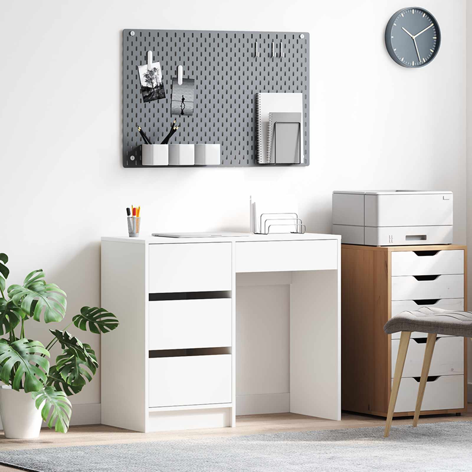 Pöytä laatikon kanssa Valkoinen 90 x 37.5 x 75 cm Tekninen puu