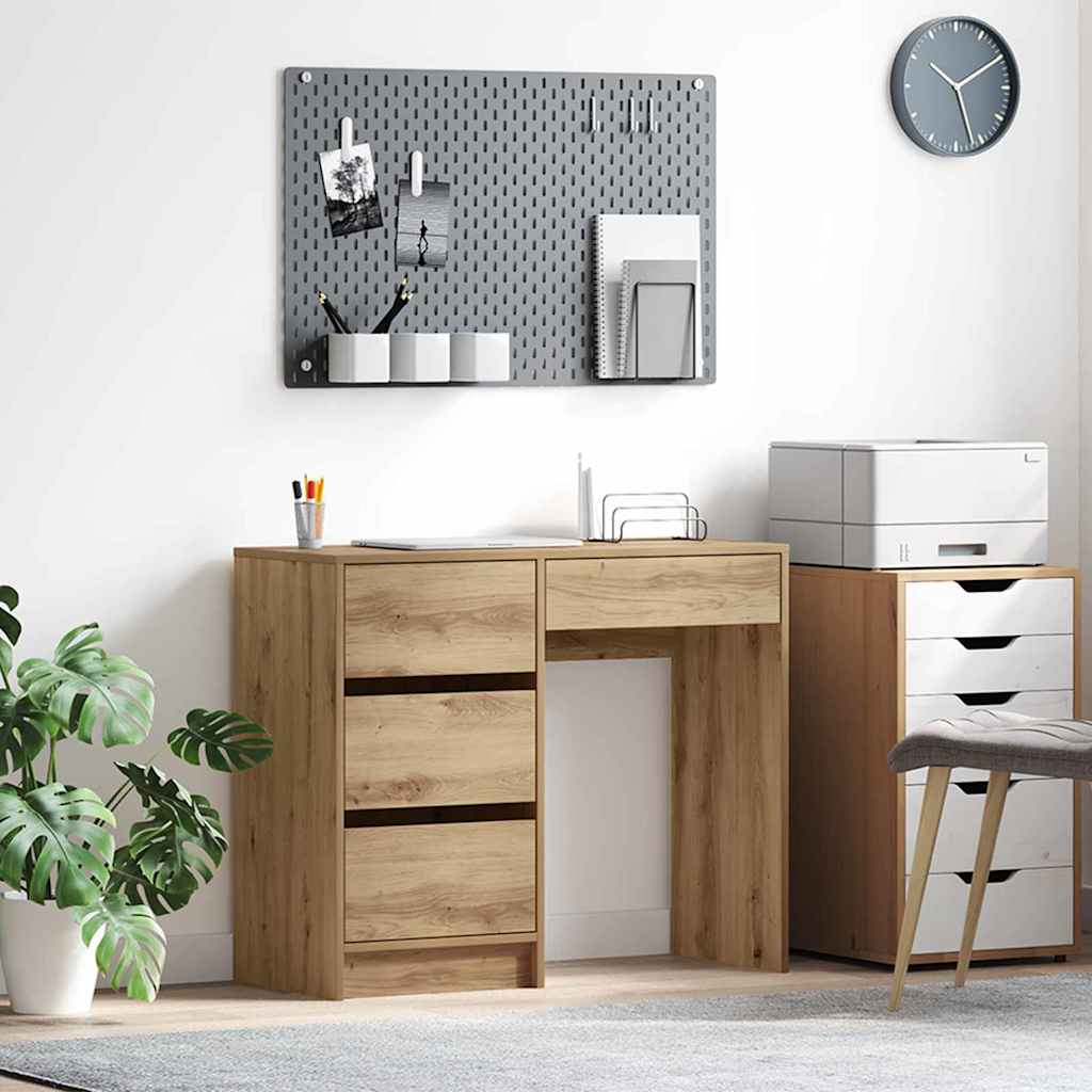 Bureau d'écriture marron Chêne artisanal Bois d'ingénierie Compact