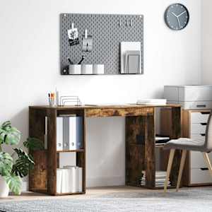 Stůl s policí Kouřový dub 130 x 50.5 x 75 cm kompozitní dřevo - obrázek 1