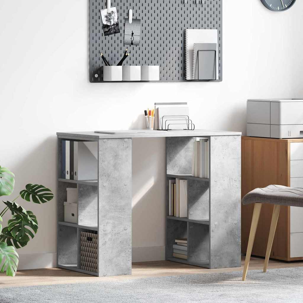 Bureau d'angle Gris béton Panneau de particules Moyen Rangement