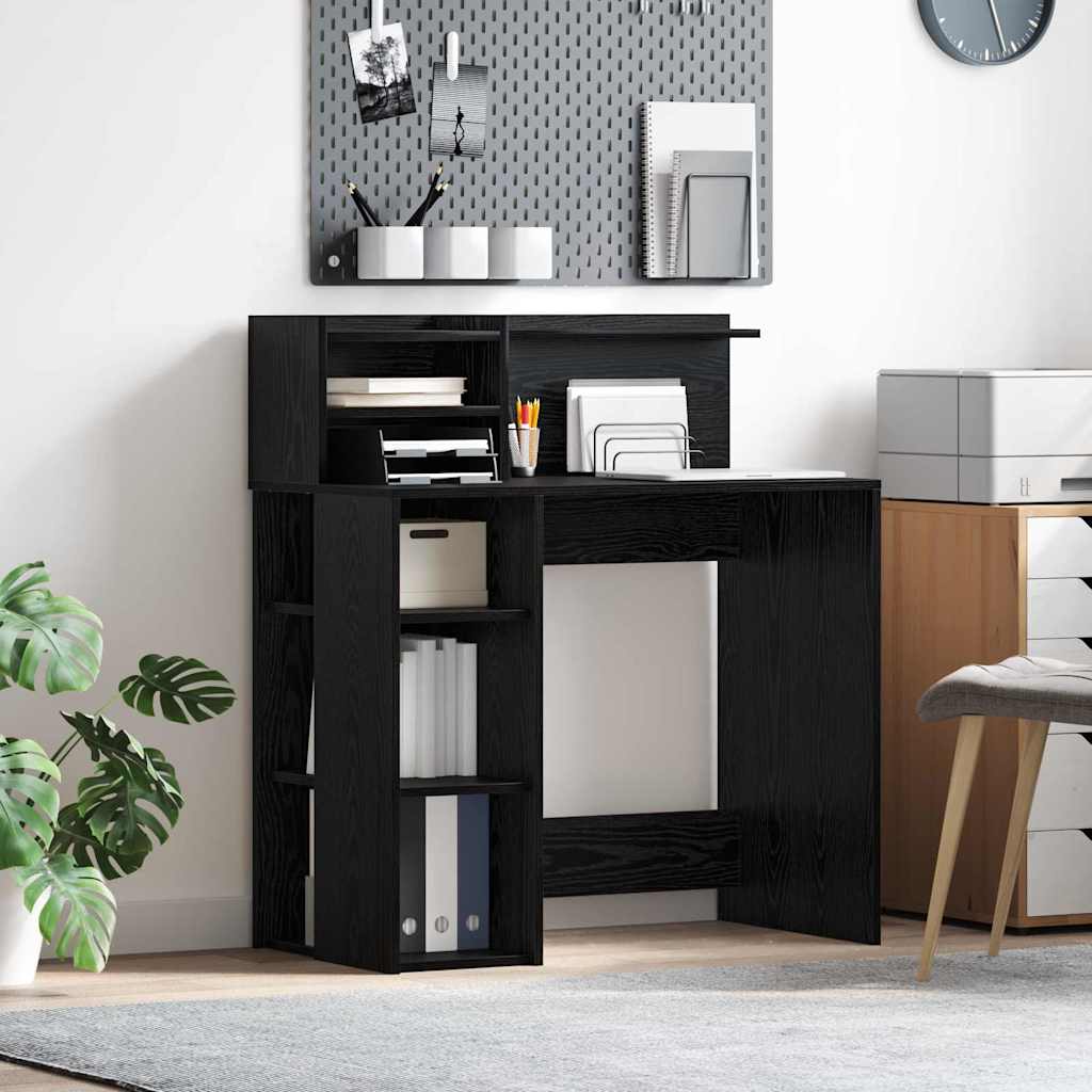 Bureau avec rangement Chêne Noir 90x48x101,5 cm Bois d'ingénierie