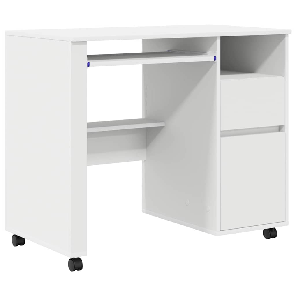  vidaXL Asztal Kerekekkel fiókkal Fehér 91 x 50 x 77 cm Faanyag akciós termékkép 1