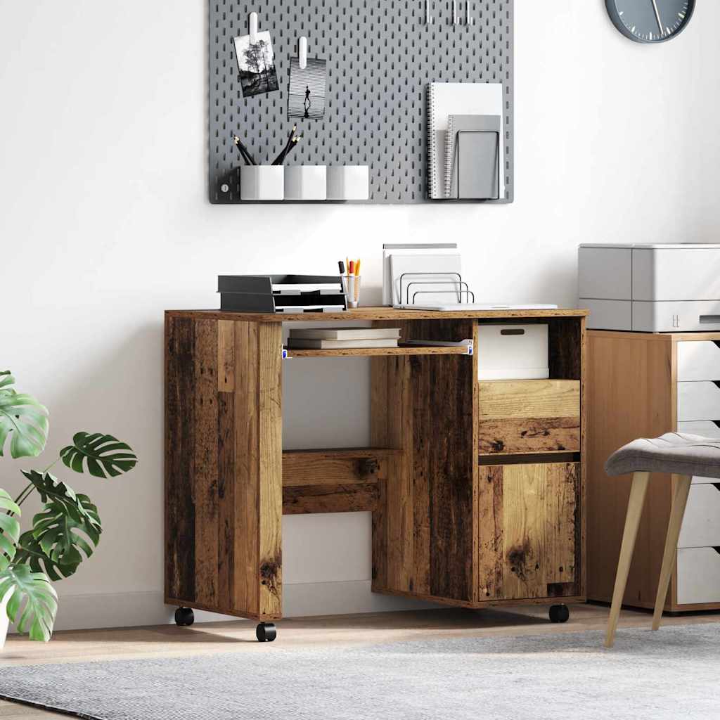 Bureau marron Bois ancien Panneau de particules, Métal Standard