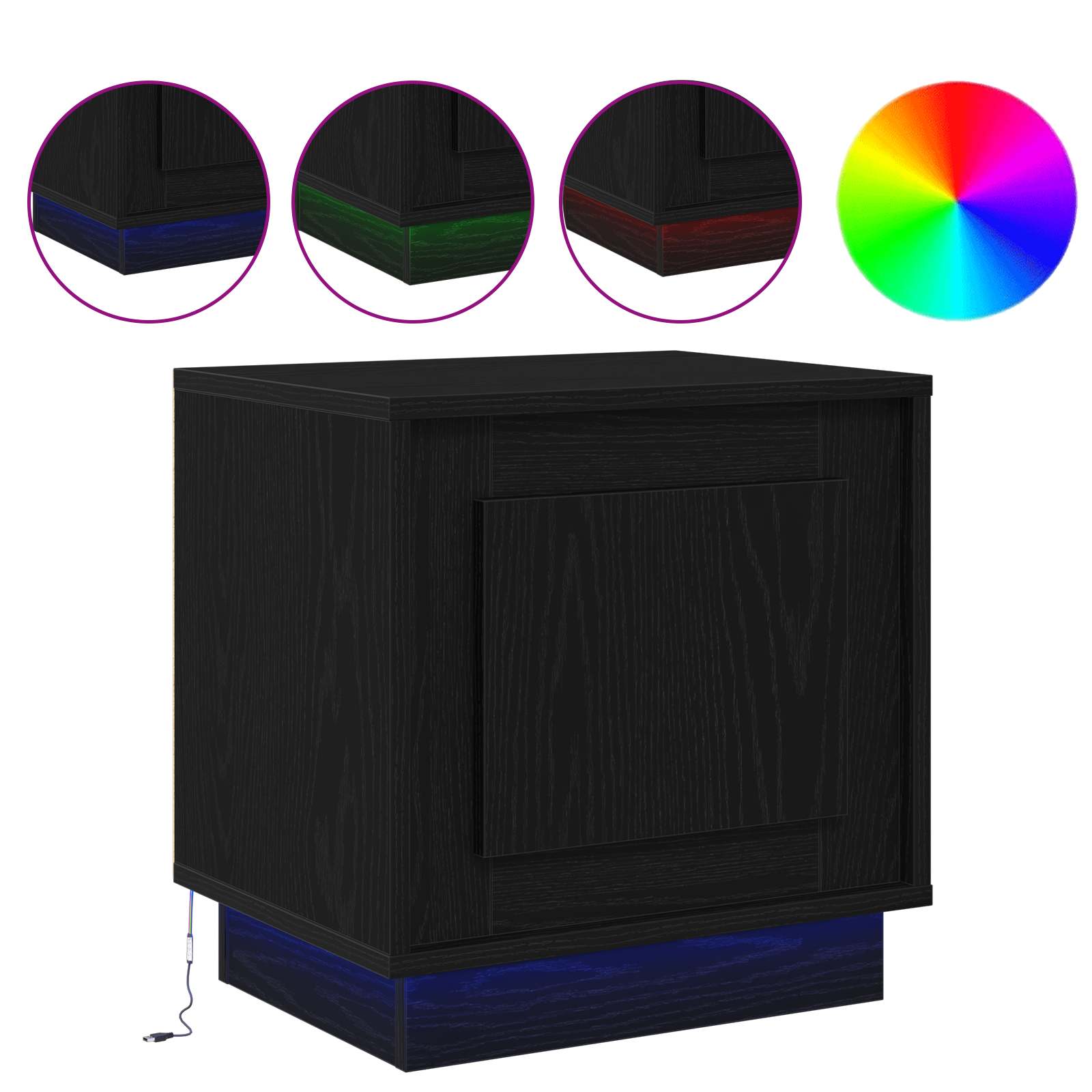 Yöpöytäkaappi mukana Musta 44 x 34.5 x 45 cm Tekninen puu