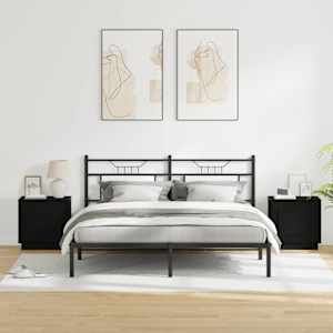 Noční skříňka 2 pcs Černá 44 x 34,5 x 45 cm kompozitní dřevo - obrázek 4