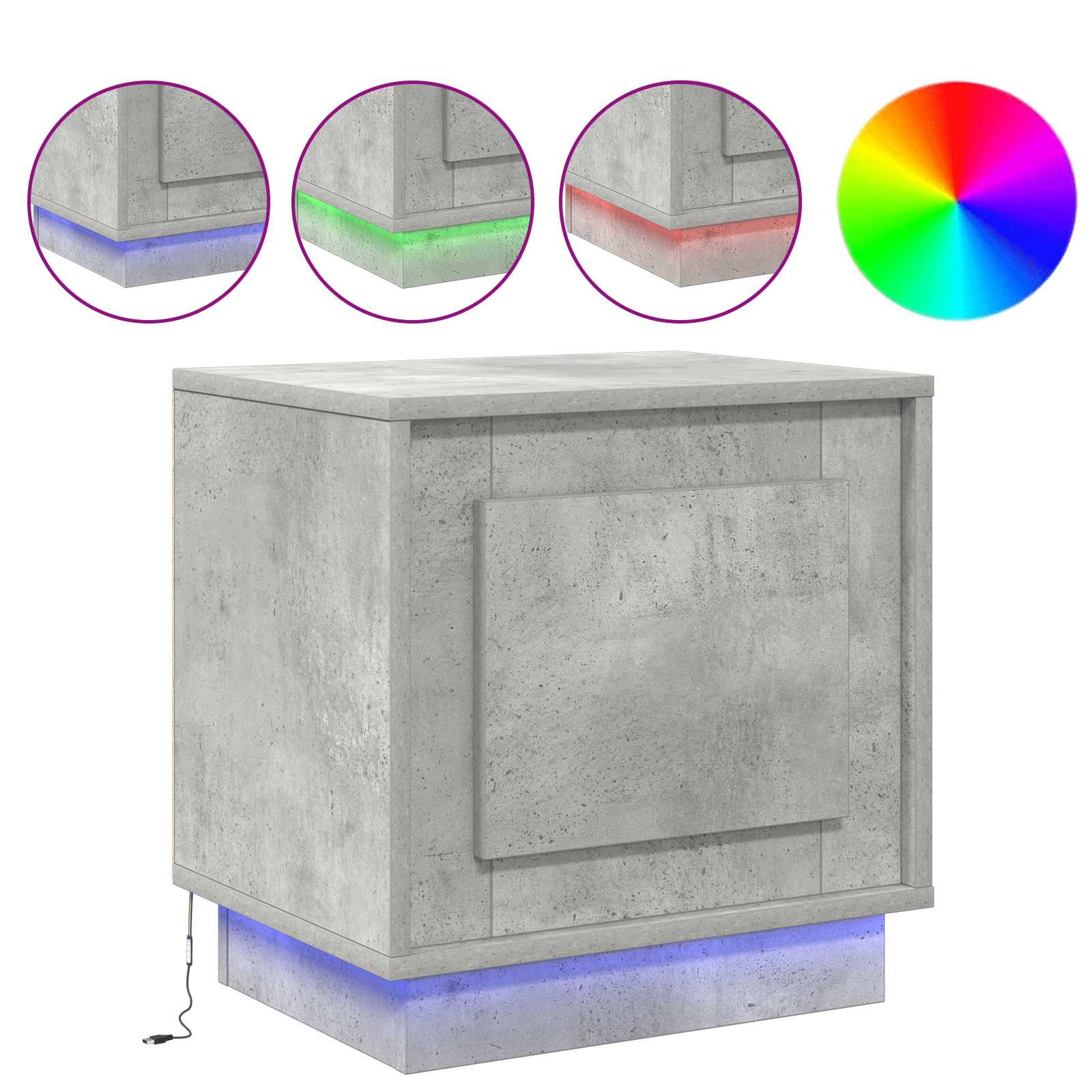 Yöpöytäkaappi Betoninharmaa 44 x 34.5 x 45 cm Tekninen puu
