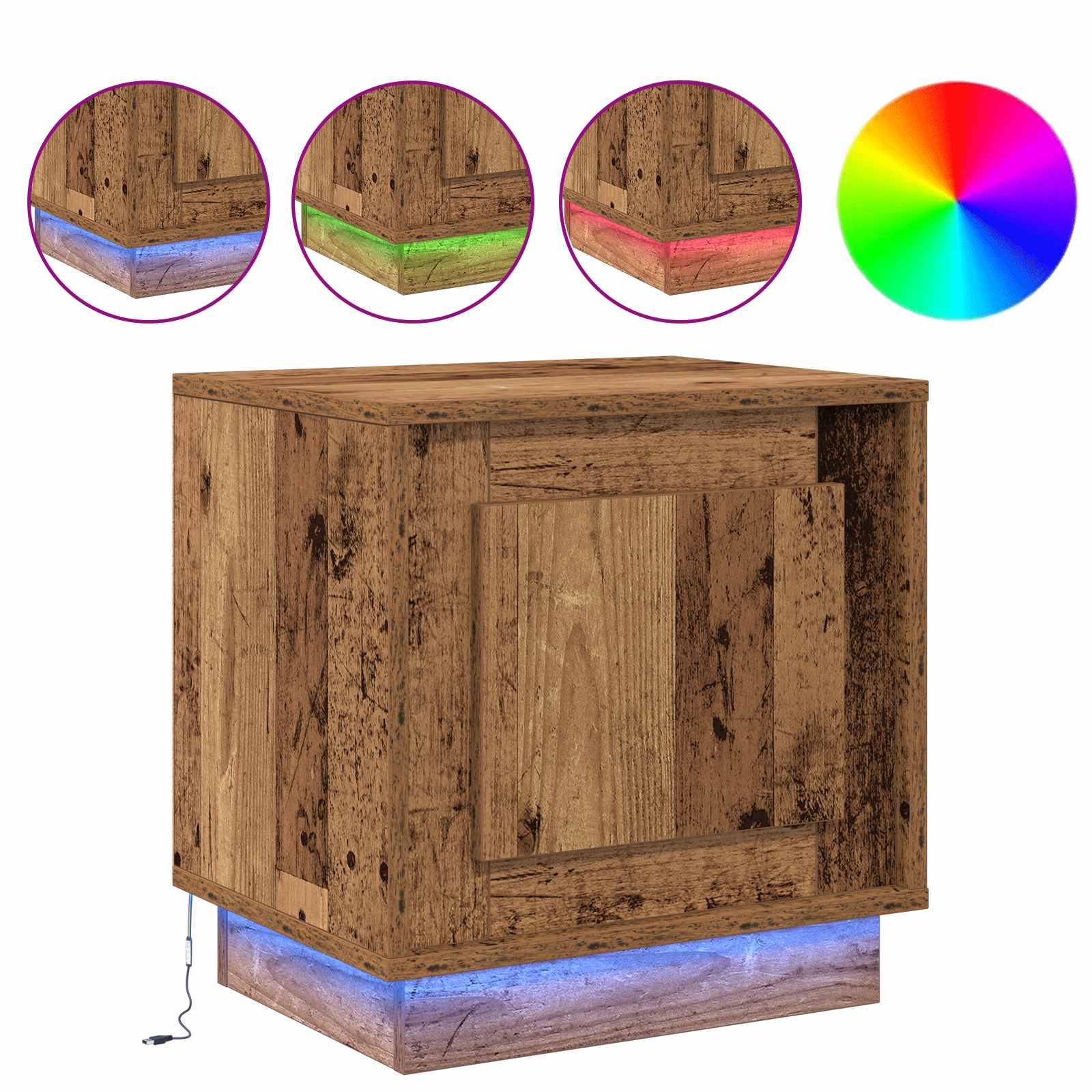 Yöpöytäkaappi mukana Vanha puu 44 x 34.5 x 45 cm Tekninen puu