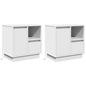 Noční skříňka 2 pcs Bílá 50 x 34,5 x 50 cm. Kompozitní dřevo - obrázek 2