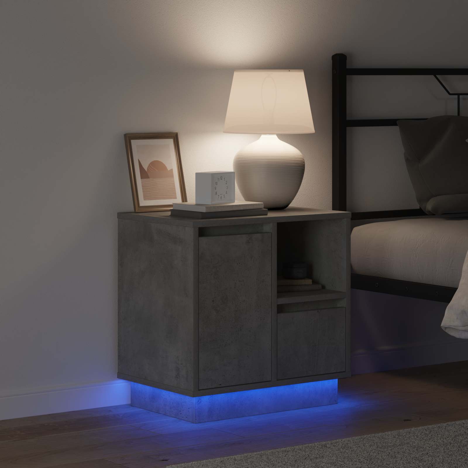 Yöpöytäkaappi Betoninharmaa 50 x 34.5 x 50 cm. Tekninen puu - Image 4