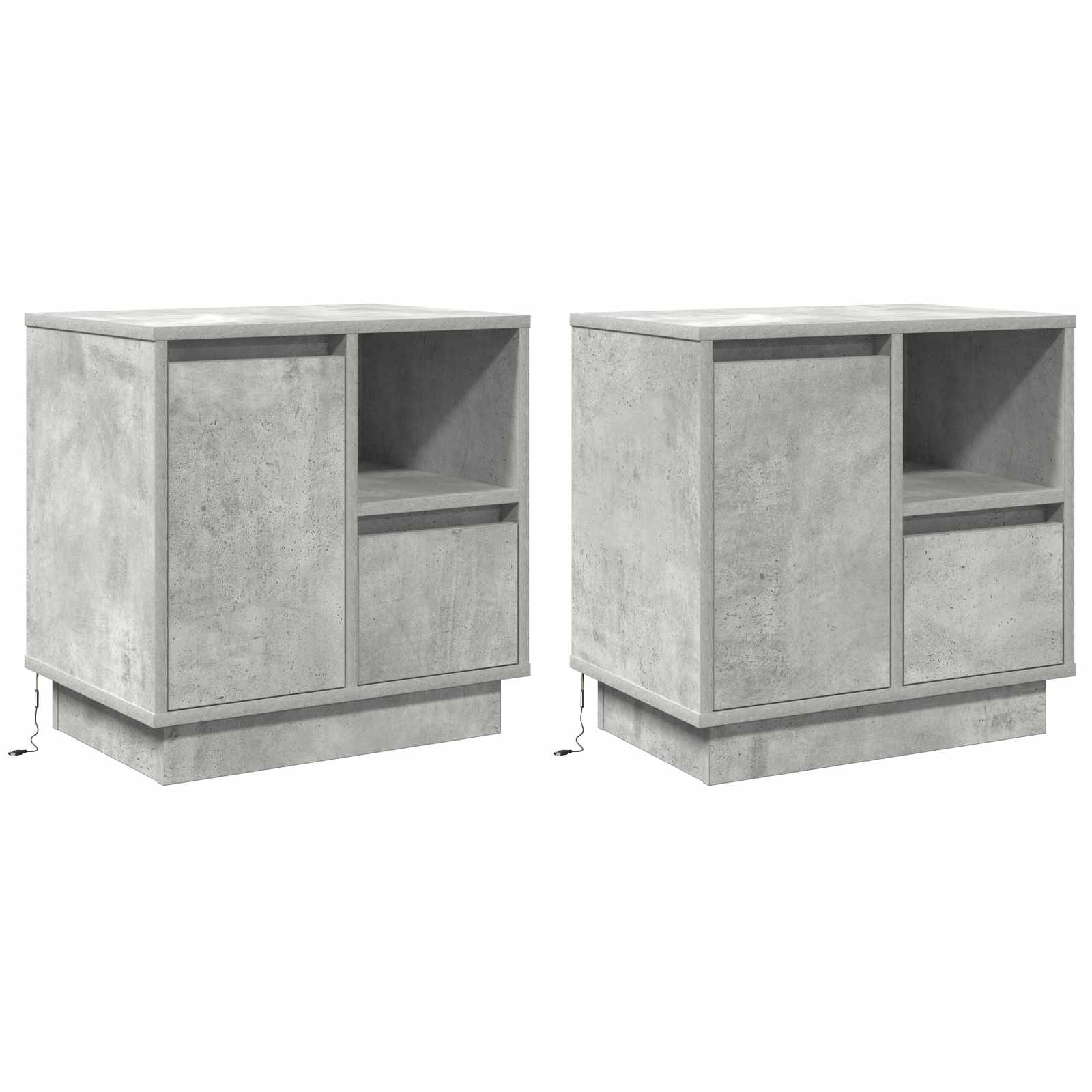 vidaXL Nachttisch 2 pcs Beton Grau 50 x 34,5 x 50 cm Holzwerkstoff