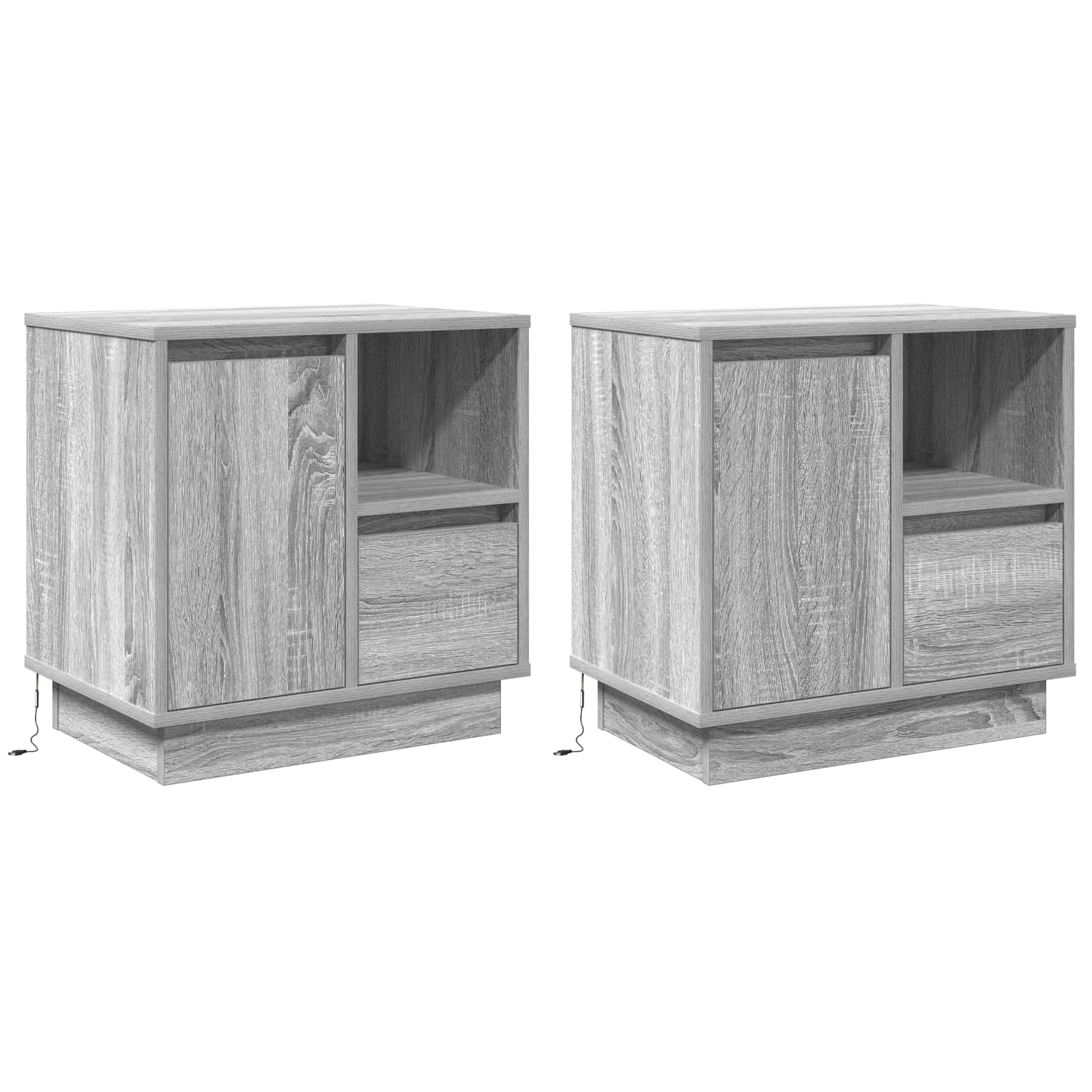 vidaXL Nachttisch 2 pcs Grau 50 x 34,5 x 50 cm Holzwerkstoff