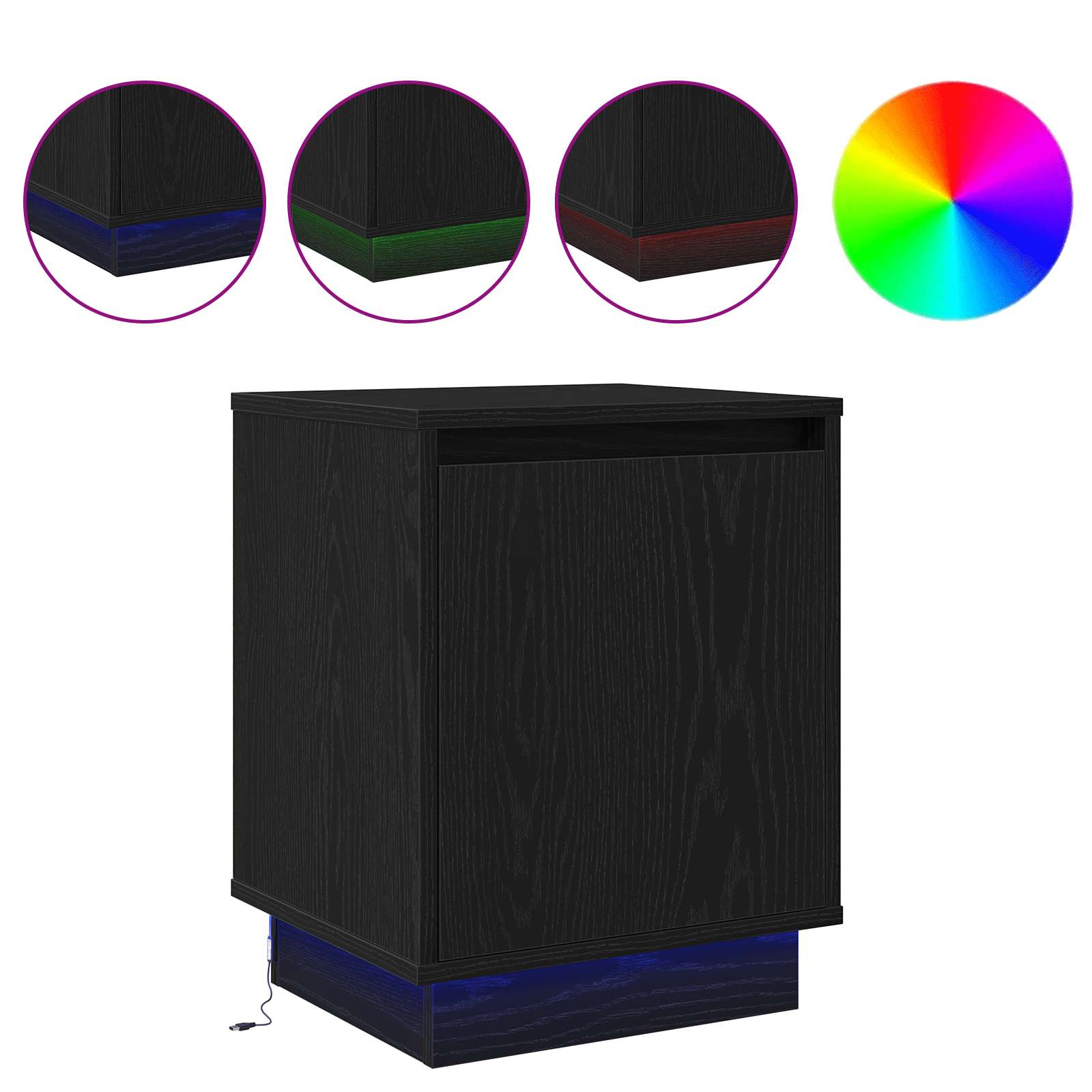 Yöpöytäkaappi mukana Musta 39 x 34.5 x 50 cm Tekninen puu