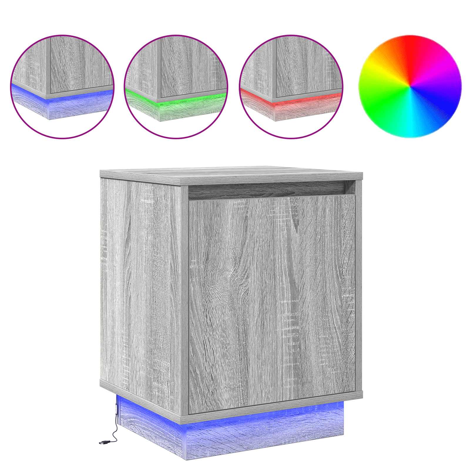 Yöpöytäkaappi mukana Harmaa 39 x 34.5 x 50 cm Tekninen puu