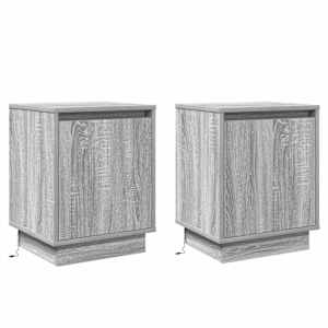 Noční skříňka 2 pcs Šedá 39 x 34,5 x 50 cm Kompozitní dřevo - obrázek 2