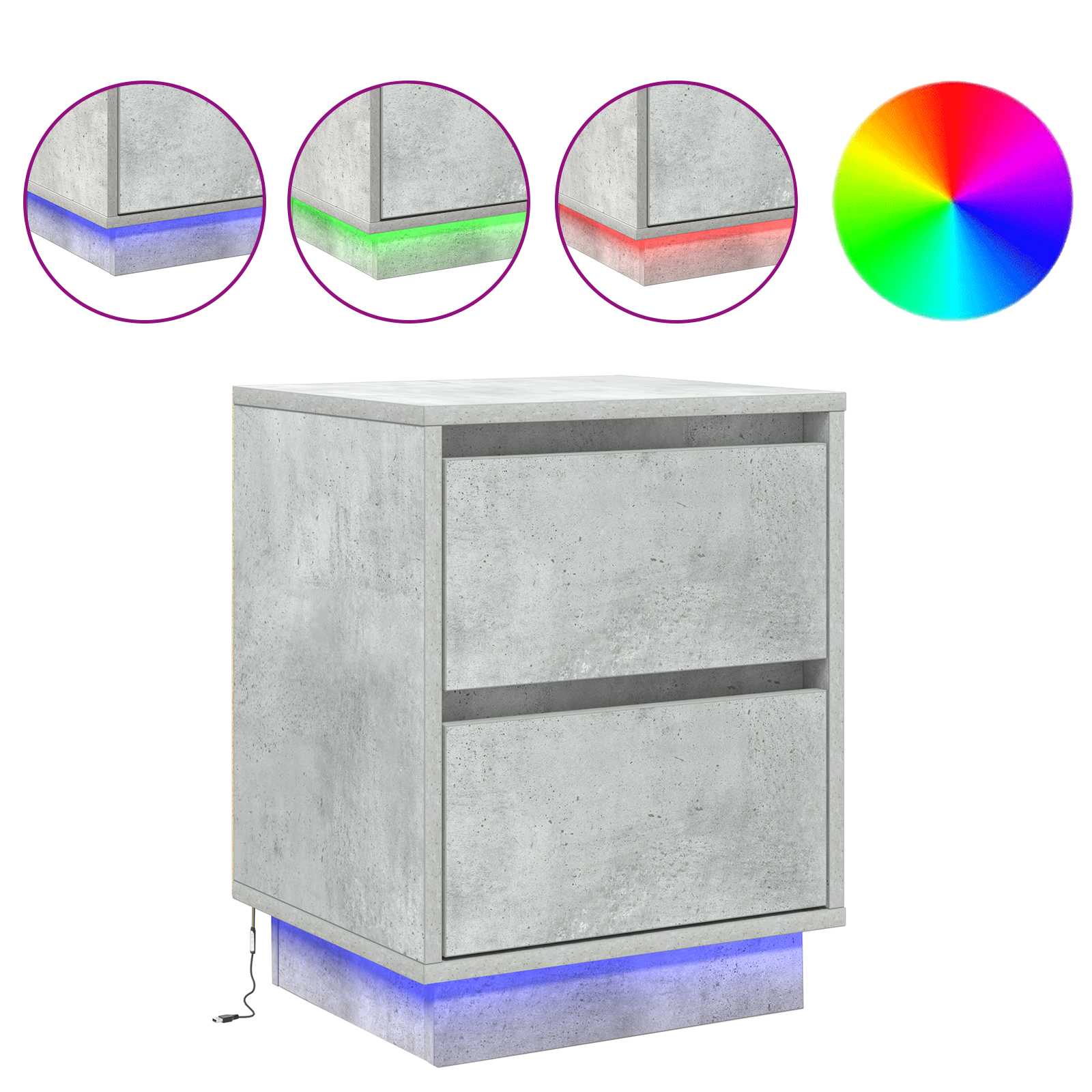 Yöpöytäkaappi Betoninharmaa 39 x 34.5 x 50 cm Tekninen puu