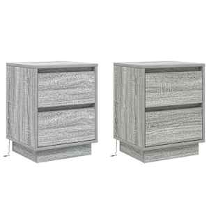 Noční skříňka 2 pcs Šedá 39 x 34,5 x 50 cm Kompozitní dřevo - obrázek 2