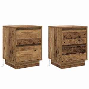 Noční skříňka se zásuvkou 2 pcs Staré dřevo 39 x 34,5 x 50 cm - obrázek 2
