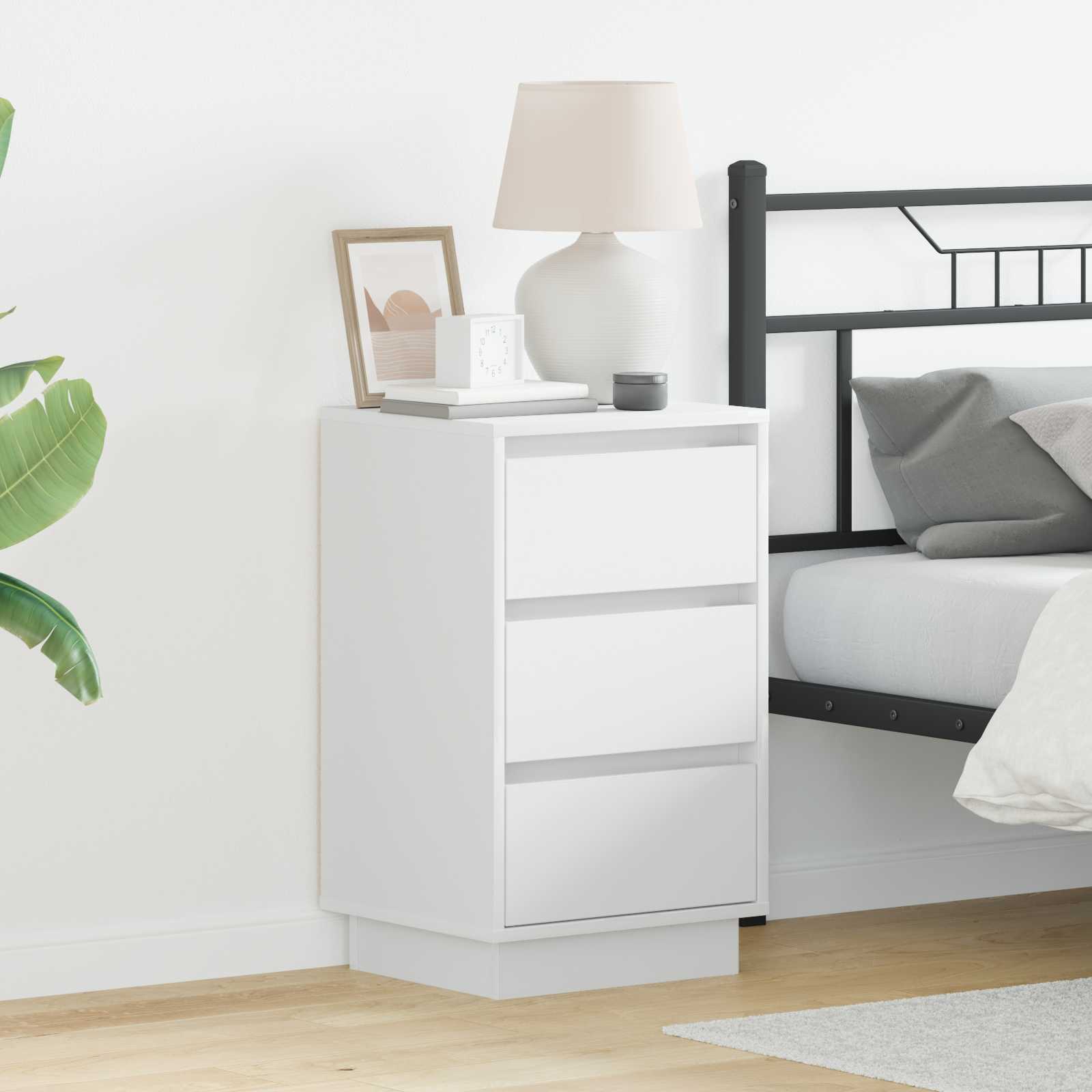 vidaXL Dulap de noapte cu sertar Alb 39 x 34,5 x 65 cm Lemn compozit