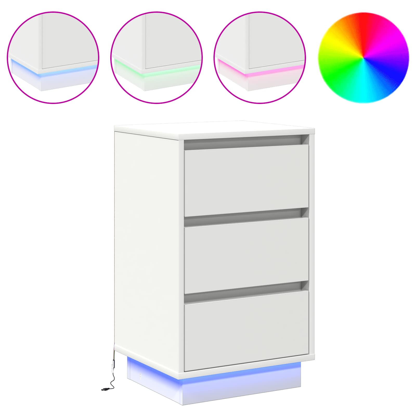 Yöpöytäkaappi mukana Valkoinen 39 x 34.5 x 65 cm Tekninen puu