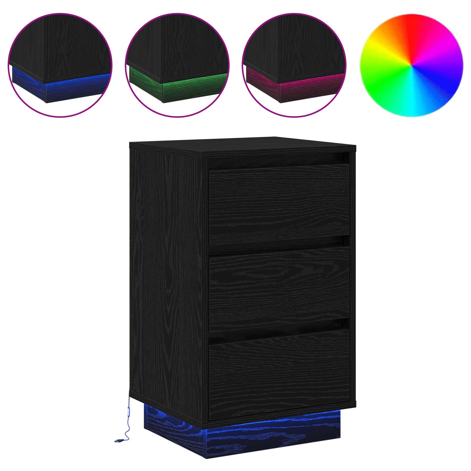 Yöpöytäkaappi mukana Musta 39 x 34.5 x 65 cm Tekninen puu