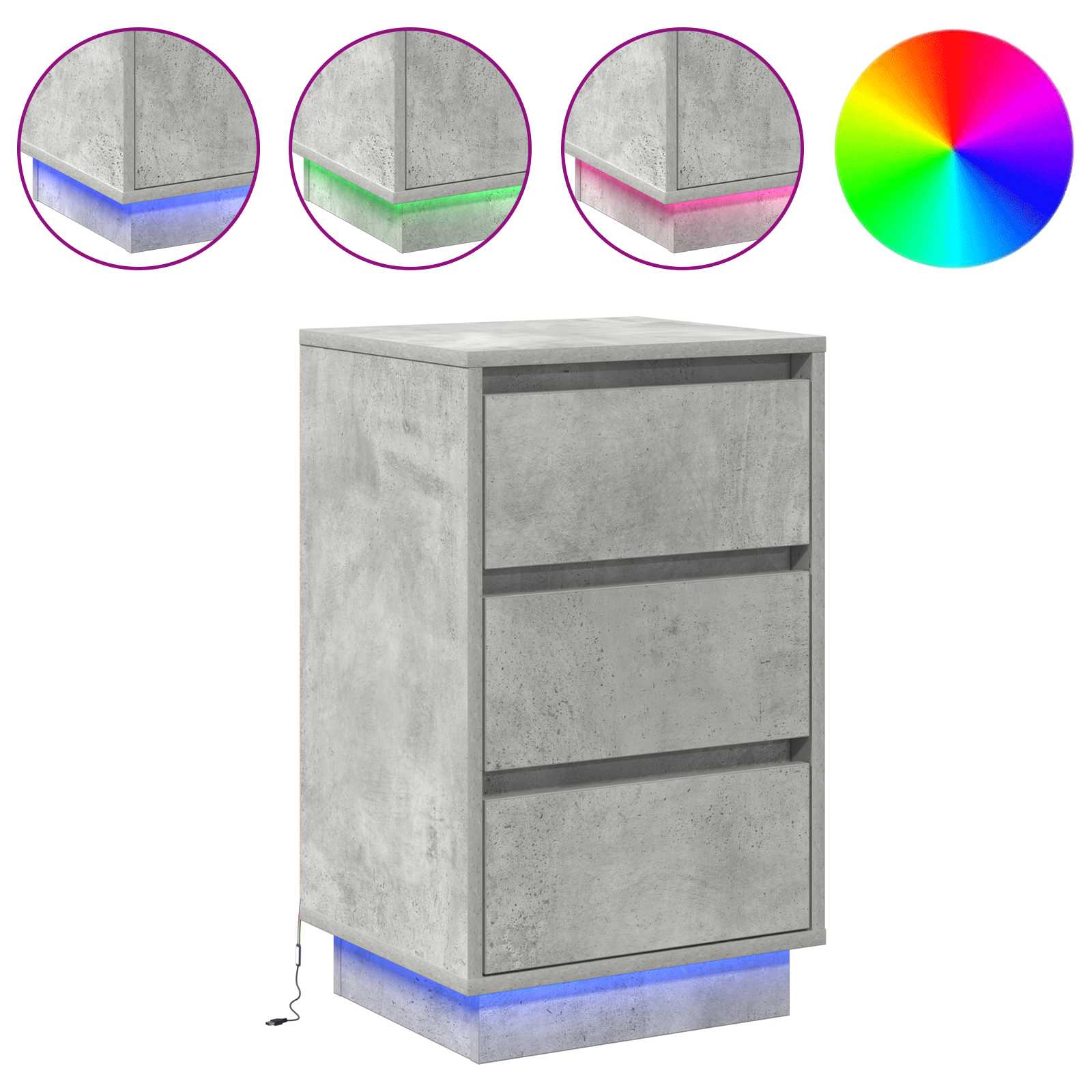 Yöpöytäkaappi Betoni Harmaa 39 x 34.5 x 65 cm Tekninen puu - Image 2