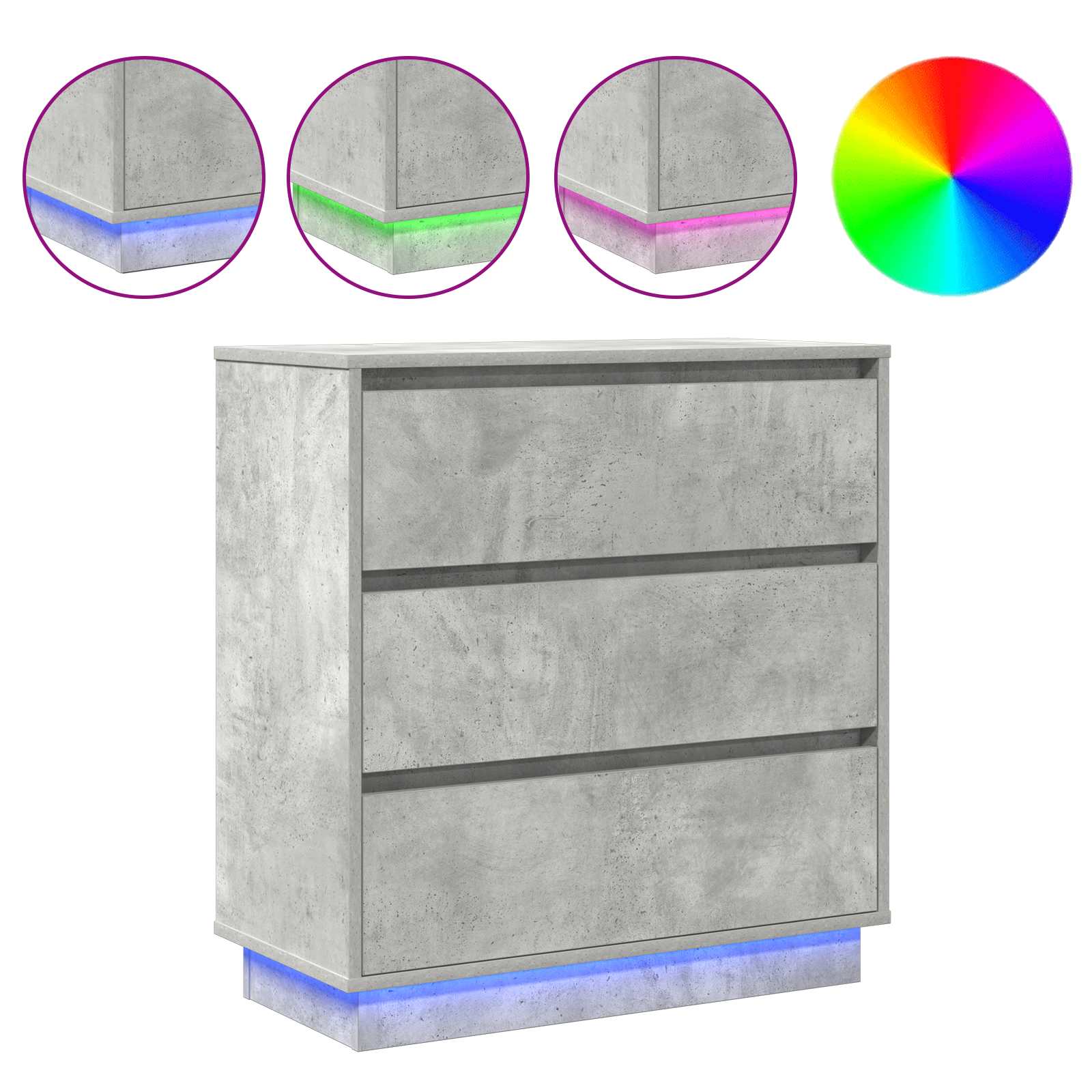 Yöpöytäkaappi Betoni Harmaa 71 x 34.5 x 75 cm Tekninen puu