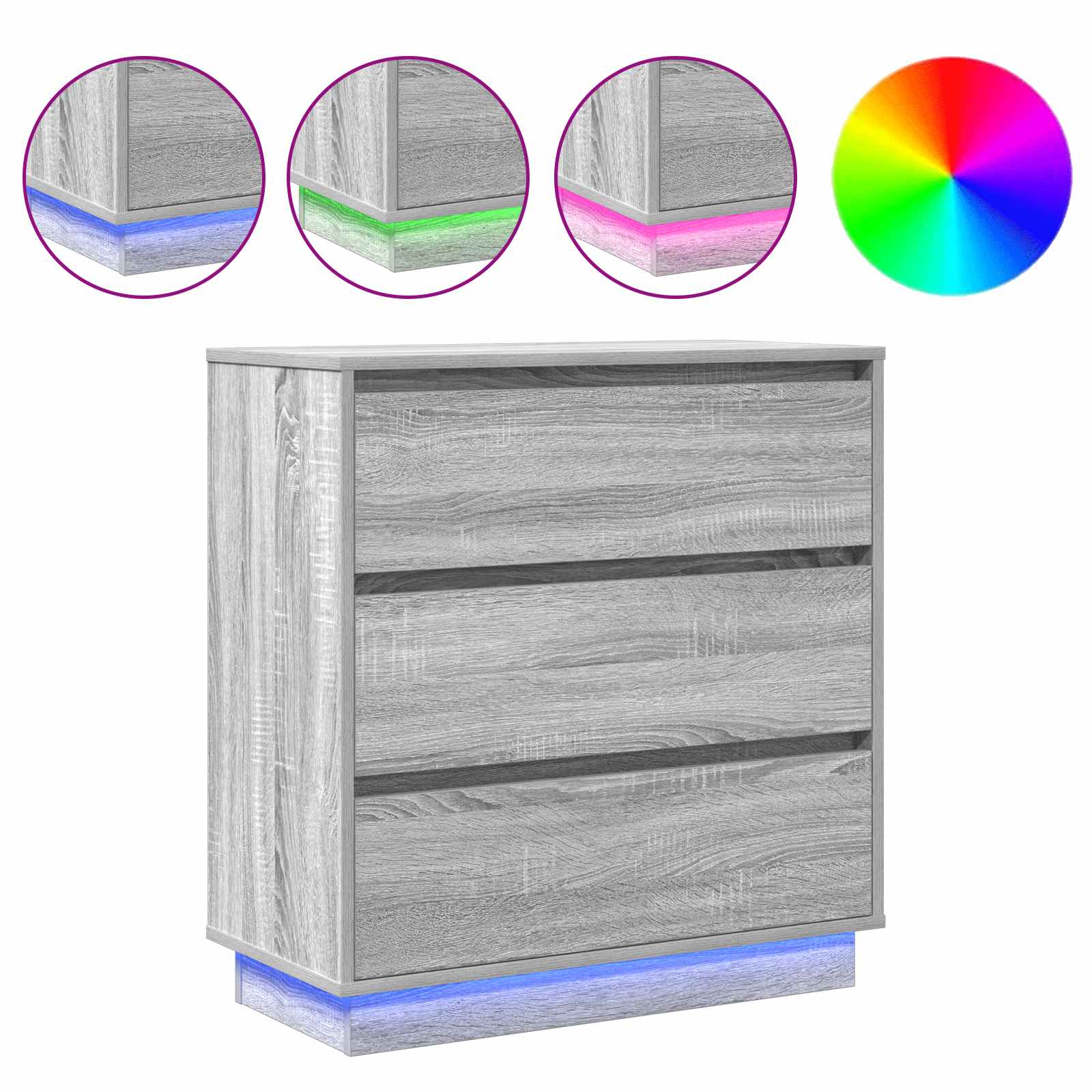 Yöpöytäkaappi mukana Harmaa 71 x 34.5 x 75 cm Tekninen puu