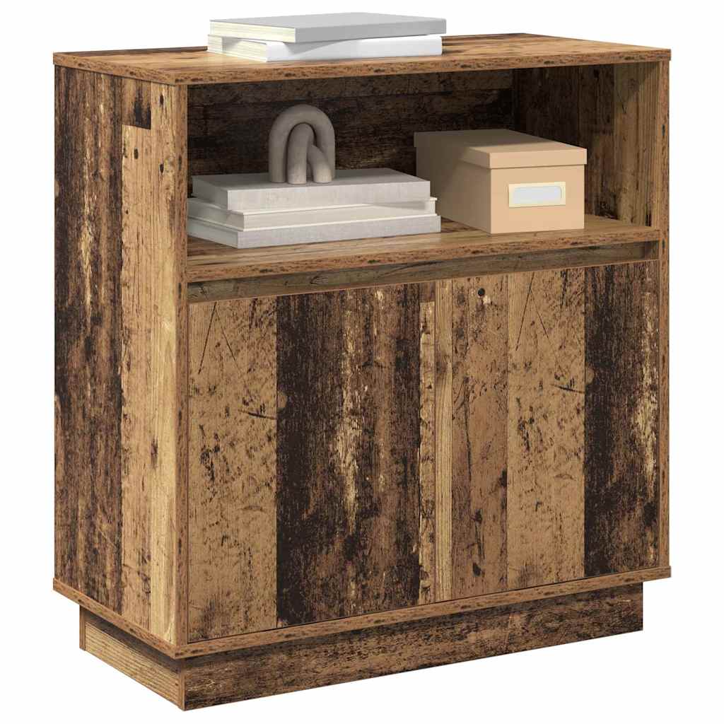 vidaXL Dressoir met LED 71x34,5x75 cm bewerkt hout oud houtkleurig