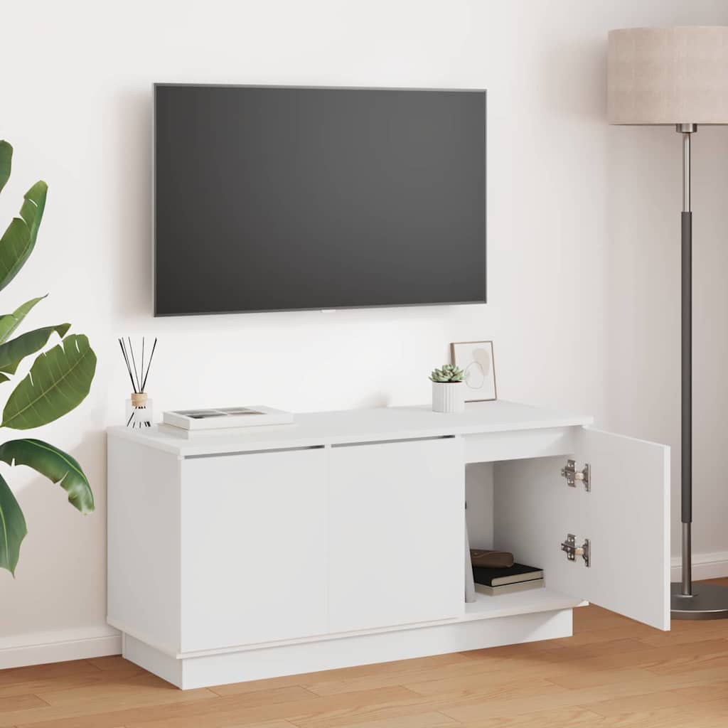 TV Skab Hvid 100x38x49 cm Konstrueret Træ