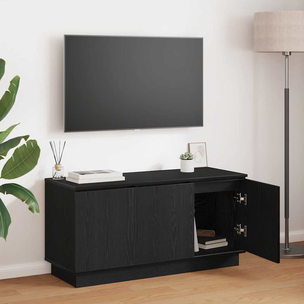 TV Skab Sort 100x38x49 cm Konstrueret Træ
