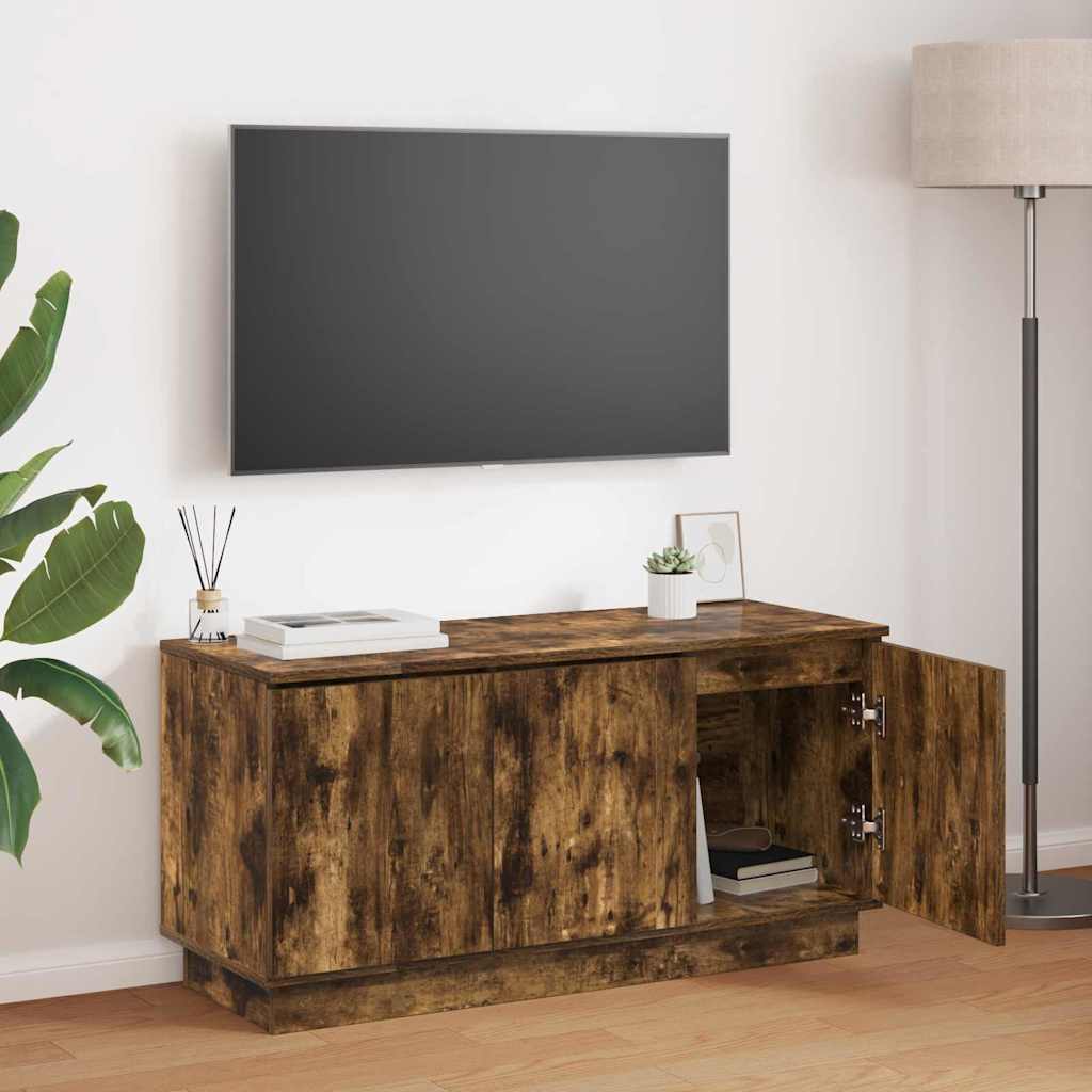 TV Skab Røget Eg 100x38x49 cm Konstrueret Træ