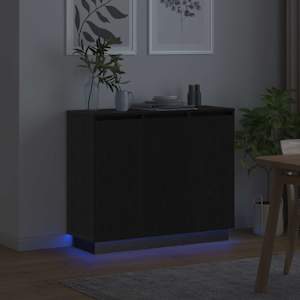 LED komoda Černý dub 90 x 32 x 75 cm kompozitní dřevo - obrázek 6