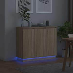 LED komoda Sonoma dub 90 x 32 x 75 cm kompozitní dřevo - obrázek 6