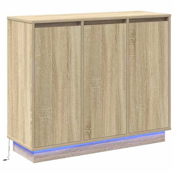 vidaXL LED Kummuti Sonoma tamm 90 x 32 x 75 cm Tehispuit