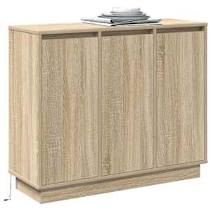 LED komoda Sonoma dub 90 x 32 x 75 cm kompozitní dřevo - obrázek 3