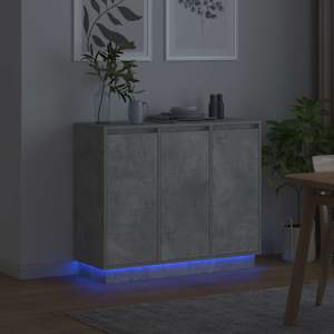 LED komoda Betonově šedá 90 x 32 x 75 cm kompozitní dřevo - obrázek 6