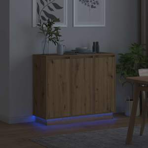LED komoda Artisanový dub 90 x 32 x 75 cm kompozitní dřevo - obrázek 6