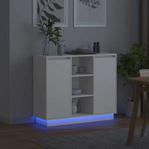 LED komoda Bílá 90 x 32 x 75 cm kompozitní dřevo - obrázek 6
