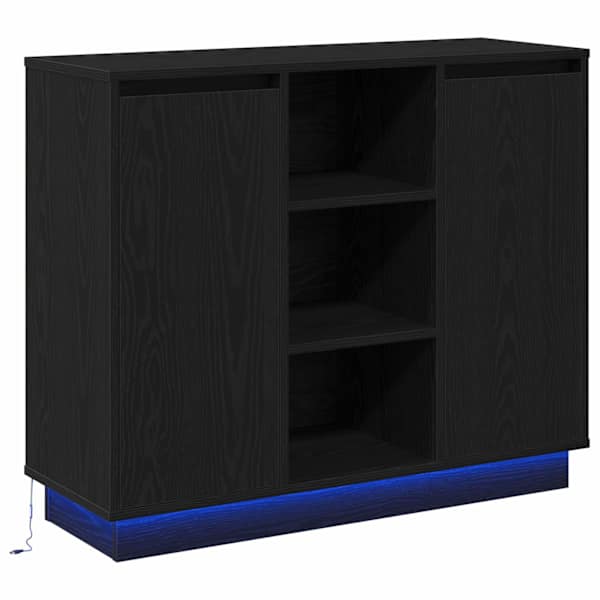 vidaXL LED Kummuti Must tamm 90 x 32 x 75 cm Tehispuit